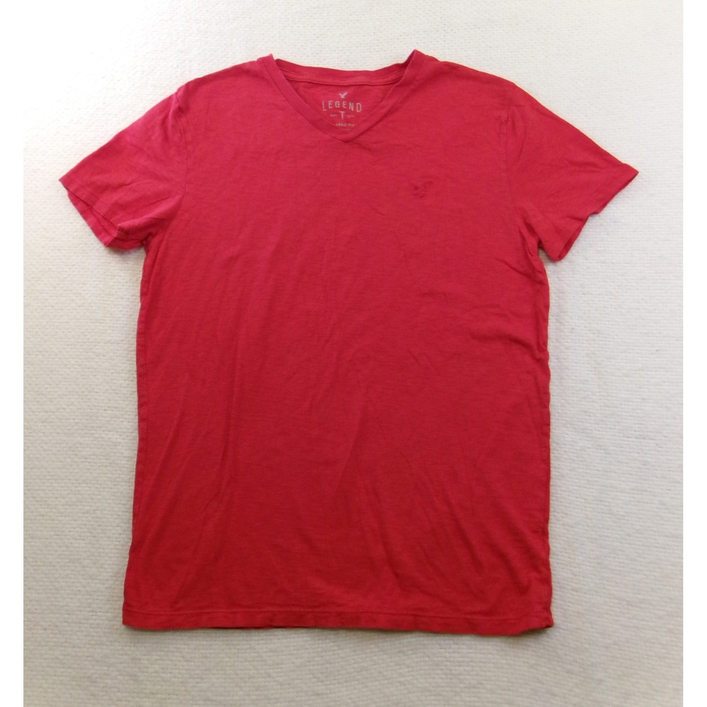 American Eagle Legend V-Neck Tee Mens Medium Red Classic‎ Fit Cotton 9733852370